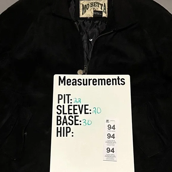 Mobetta The Original Authentic Black Suede Bomber Jacket Mens Size M